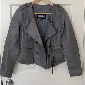 ONLY Leather Jacket Gray Size:165 Used